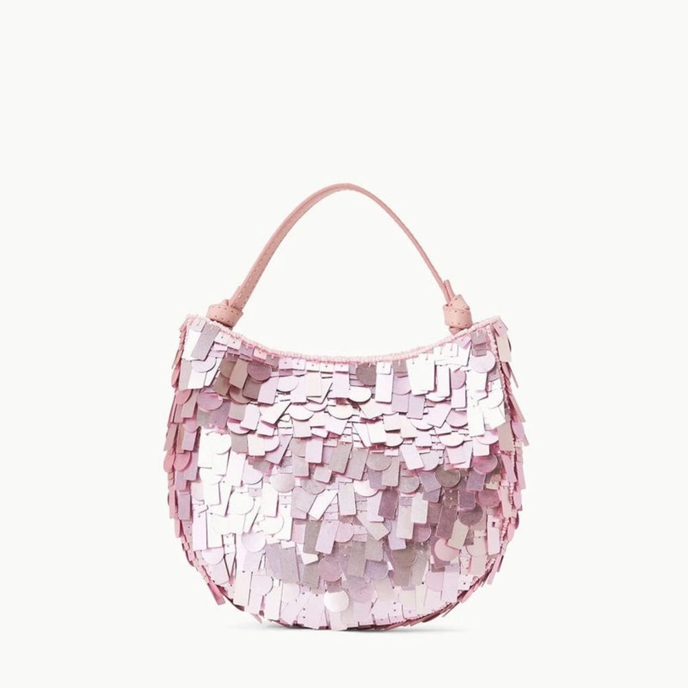 STAUD Blush Pink Sequin-Embellished Mini  Handbag